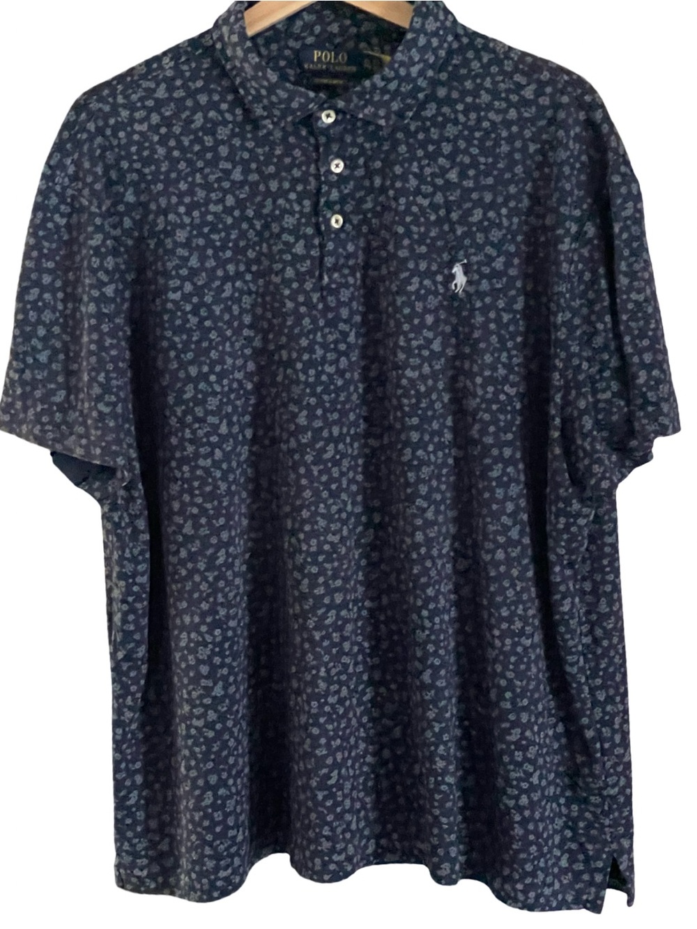 Polo Ralph Lauren Polo Shirt Blue Floral Custom Slim Fit Men’s XXL